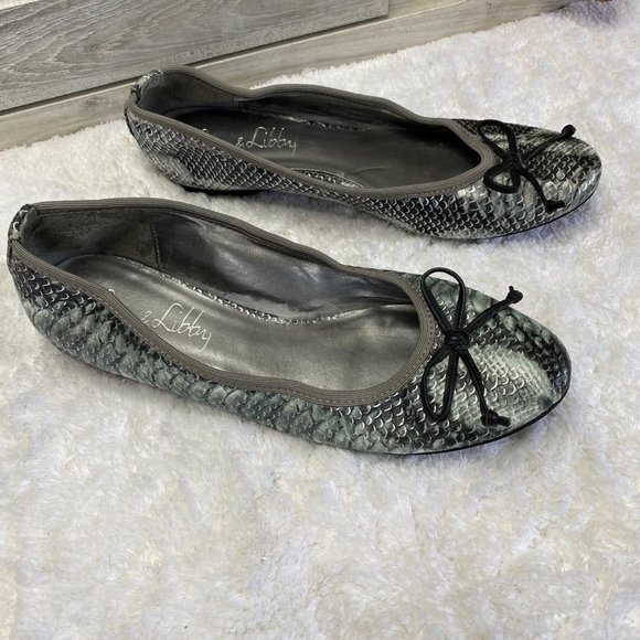 Sam & Libby Johnah Women's Silver Gray Snakeskin Ballet Flats Size 8.5 - Picture 9 of 12
